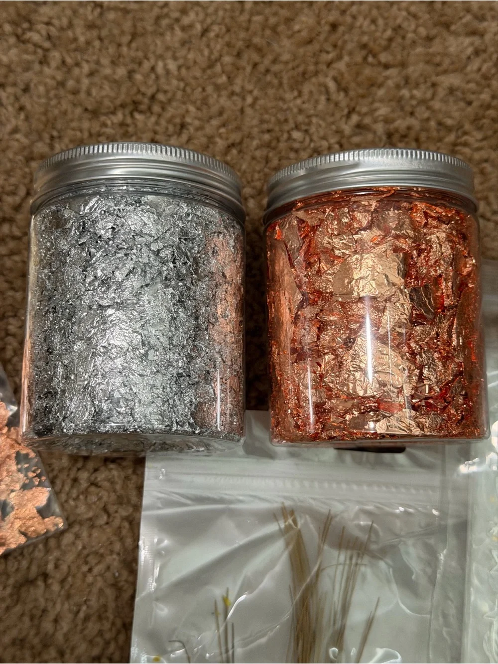 Metallic Gold Silver Leaf Flakes & Flowers Resin Glass & Charms DIY Crafting